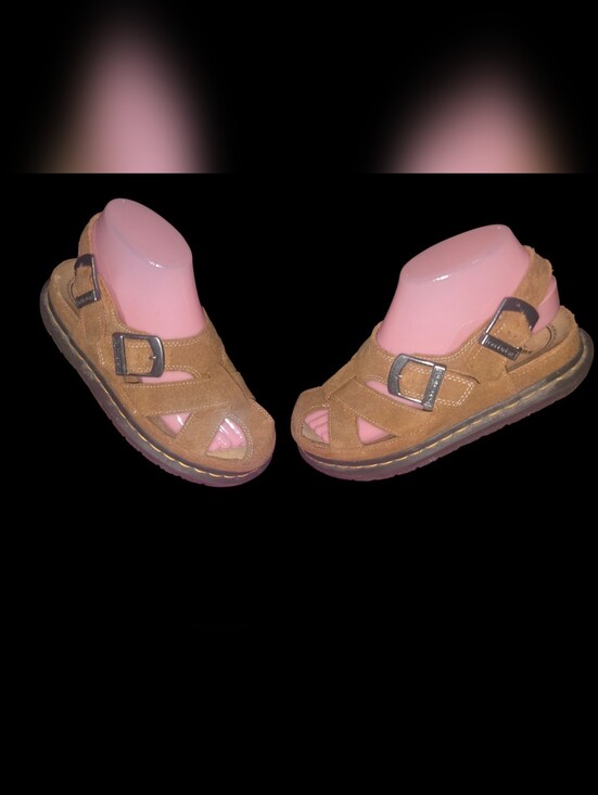 Dr. Martens Shoes - Vintage Dr. Martens Tan Suede Buckle Clog Sandals